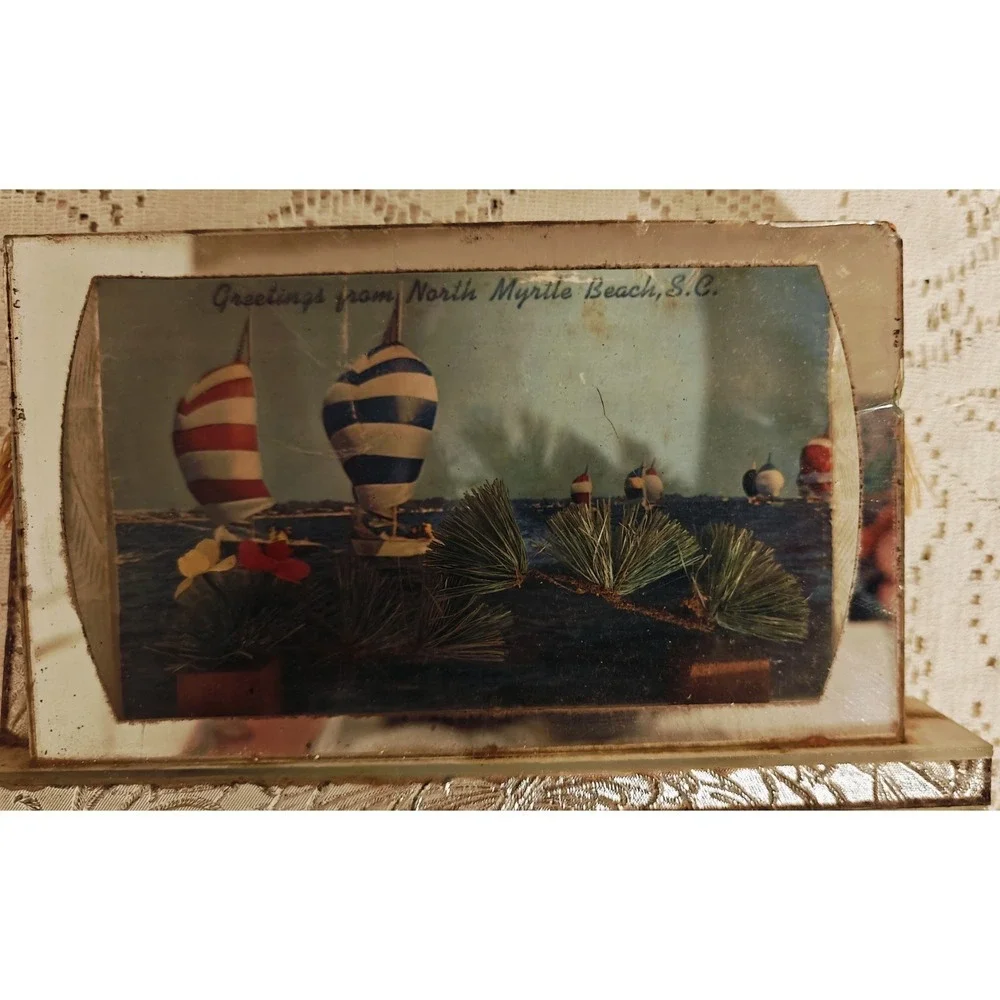 Vintage MCM Souvenir Sailboat Shadowbox